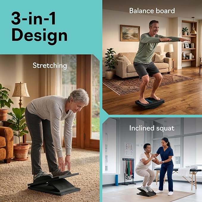 Slant Boards for Exercise – Slant Board with 7 Incline Angles – Transforms Into a Balance Board – Premium Calf Stretcher and Wobble Board for Effective Calf Stretching and Squats
