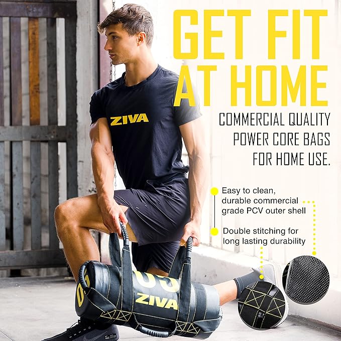 ZIVA Power Sandbag – Pre-Weighted Training Bag with Multiple Handles for Full-Body Strength & Conditioning – Heavy-Duty, No-Fill Needed (10–50 lb)