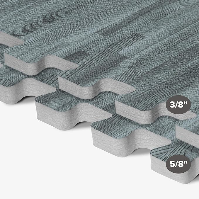 Forest Floor 3/8 Inch Thick Printed Foam Tiles, Premium Wood Grain Interlocking Foam Floor Mats, Anti-Fatigue Flooring – Stylish Flooring Solution