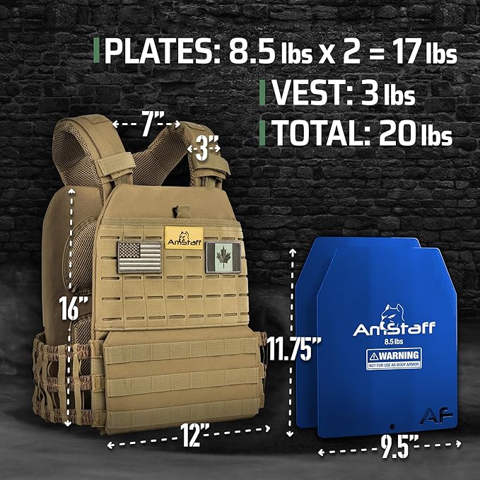Amstaff Tactical Weighted Vest - Adjustable Weight Vests - Versatile Wearable Vest for Fitness Workouts, Strength and Endurance Training, Running