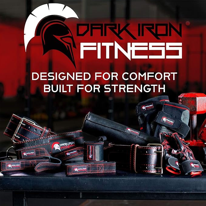 Dark Iron Fitness Genuine Leather Gym Gloves for Men Women, Wrist Wrap Support Workout Gloves for Weight Lifting Crossfit Deadlift Barbell Exercise Palm Padding Callus Protection Grips