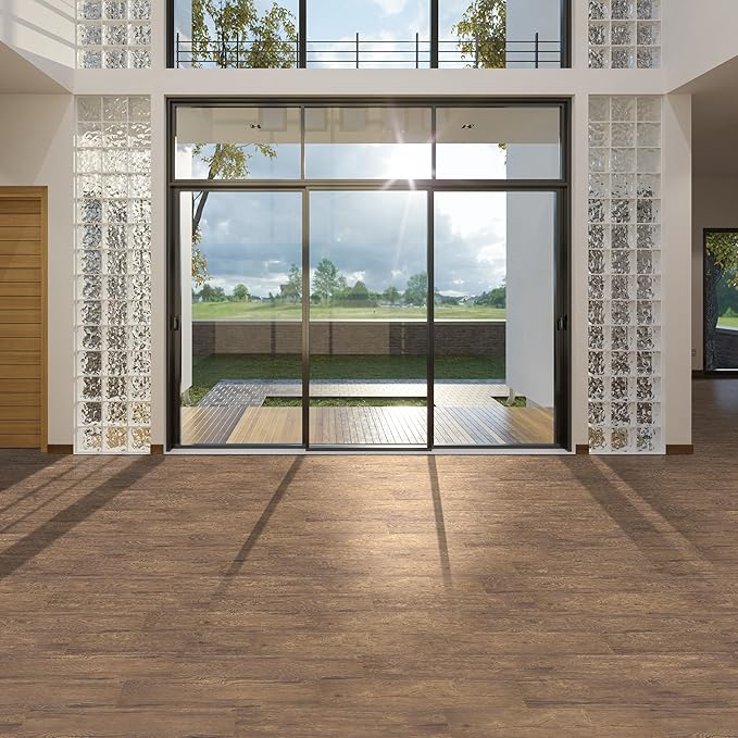 Vinyl Peel and Stick Floor Tile, Self-Adhesive Wood Plank, 10-Pack (15 Square Feet) - 6 Inch Width, 36 Inch Length, 1.2mm - Saddle - Easy DIY Nexus Planks for Any Room by Achim Home Decor