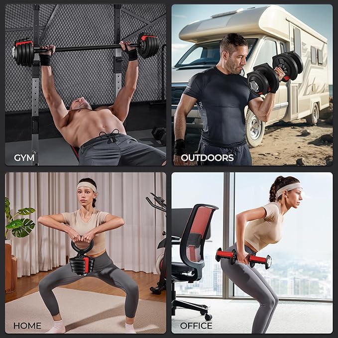 Yaheetech Adjustable Dumbbell Set Free Weight Dumbbells 40lbs/52.5lbs/90lbs Fast Adjust Dumbbells Dumbbell Weight Set, with Tray for Men/Women Strength Training Equipment
