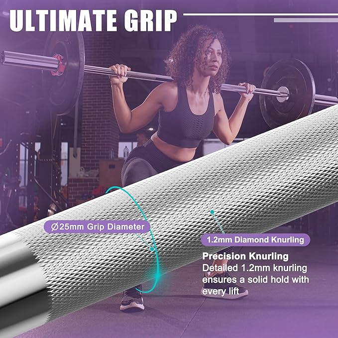 Olympic Barbell Curl Bar EZ Bar 4/5/6/7 FT Barbell Bar 300/400/500/600 Weight Capacity Strength Training Bar for Home Gym