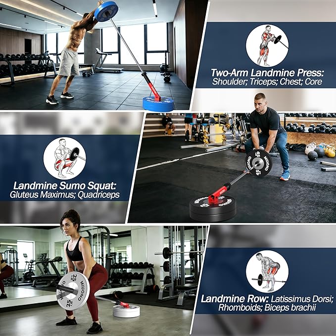 Landmine Attachment for Barbell, T Bar Row Attachment Fit for 2" Olympic Bar, Full 360° Swivel for Back or Full-Body Workout Home Gym Equipment