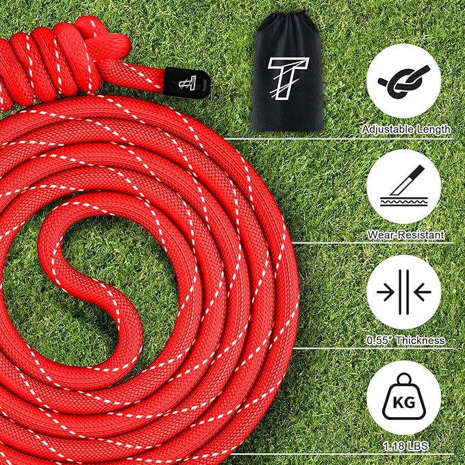 Flow Rope Exercise Jump Rope For Fitness, Working Out, Flow with 9 Ft Adjustable Double Woven Workout Rope For Men, Women, Beginners' Training – Indoor & Outdoor Cardio