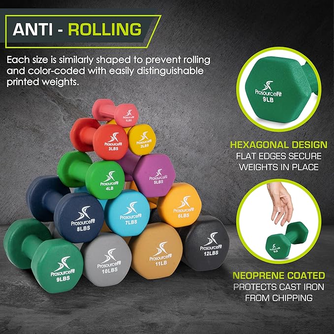 ProsourceFit Neoprene Dumbbell Coated for Non-Slip Grip