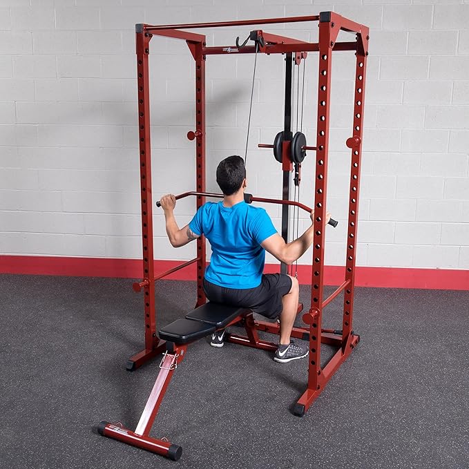 Body-Solid (BFLA100) Power Rack Lat Attachment - Transform Your Power Cage (BFPR100r) into a Home Gym with High and Low Pulley System for Lat Pulldowns, Rows, Biceps Curls, Shrugs