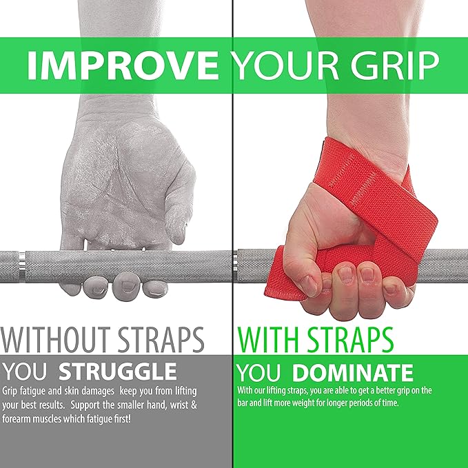 WARM BODY COLD MIND Lasso Lifting Wrist Straps for Cross Training - Rated at 770 lb - Hand Wraps for Olympic Weightlifting, Powerlifting, Weight Lifting, Bodybuilding Strength Deadlift Gym Bar, Cotton