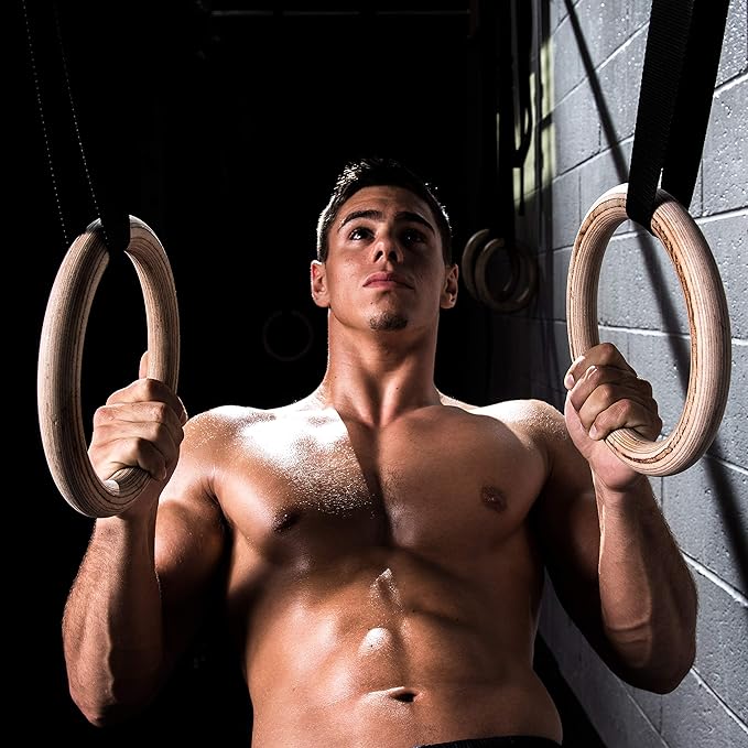 ProsourceFit Fitness Gymnastics Rings with Straps for Total Body Conditioning at Home