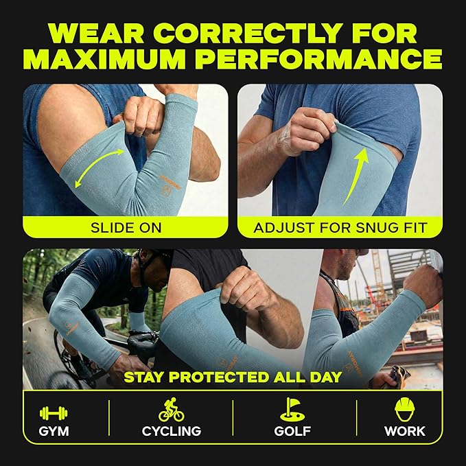 ARMORAY Arm Sleeves for Men and Women - UV Sun Protection Cooling Compression - Tattoo Cover Up Sleeve for Daily Wear & Work