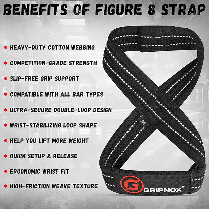 – Weight Lifting Straps Figure 8, Anti Slip Padded Wrist Support for Gym Workout Deadlift, Weightlifting, Powerlifting, Hand Bar Grip & Cross Training Strong Weightlifting Wrist Straps.