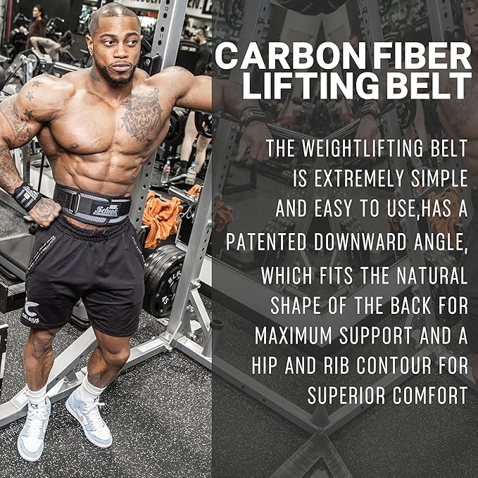 Schiek Sports Model 3006 Carbon Fiber Lifting Belt - Nylon Fiber Gym Belt with Marine Vinyl Back Support