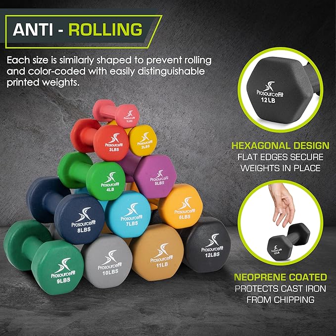 ProsourceFit Neoprene Dumbbell Coated for Non-Slip Grip