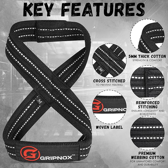 – Weight Lifting Straps Figure 8, Anti Slip Padded Wrist Support for Gym Workout Deadlift, Weightlifting, Powerlifting, Hand Bar Grip & Cross Training Strong Weightlifting Wrist Straps.