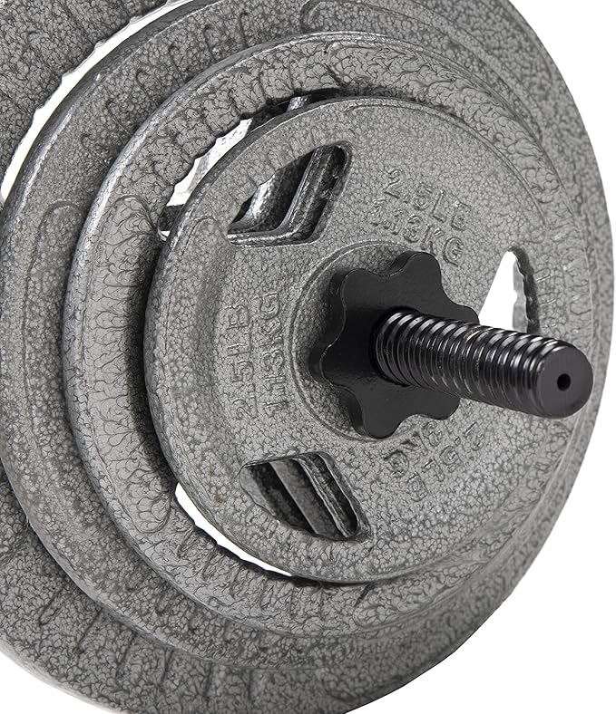 Fitvids Cast Iron Standard Weight Plates Including 5FT Standard Barbell with Star Locks, 45-Pound Set (35 Pounds Plates + 10 Pounds Barbell), Multiple Styles