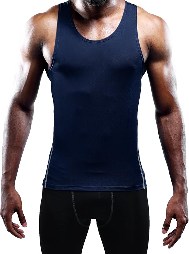 NELEUS Men's 3 Pack Athletic Compression Under Base Layer Sport Tank Top