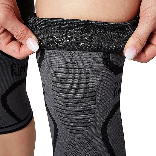 RiptGear Knee Compression Sleeve - 2 Pack - Braces for Knee Pain - Compression for Arthritis, Meniscus Tear, Running - Support for Women and Men - Sleeves Weightlifting (X-Large, Gray (2 Pack))