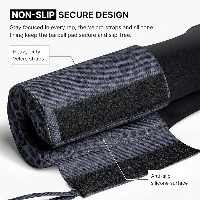 DMoose Fitness Barbell Pad for Hip Thrust, Squat & Lunges - Non-Slip Thick Foam Cushion for Neck and Back Support with Two Straps - Hip Thrust Pad for Leg Day - Fits All Olympic Bars and Smith Machine