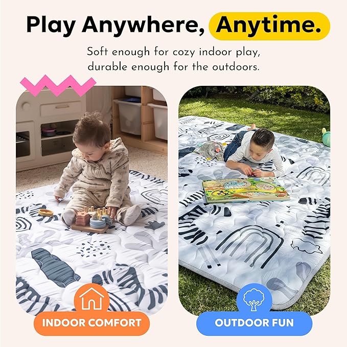 Miotetto Baby Mat for Floor, 73" x 73" Playpen Mat, Thick Soft Foam Padding Baby Play Mat, Portable Quilted playmat - Washable Baby Floor Play mat, Non-Slip Play Mat for Babies & Toddlers