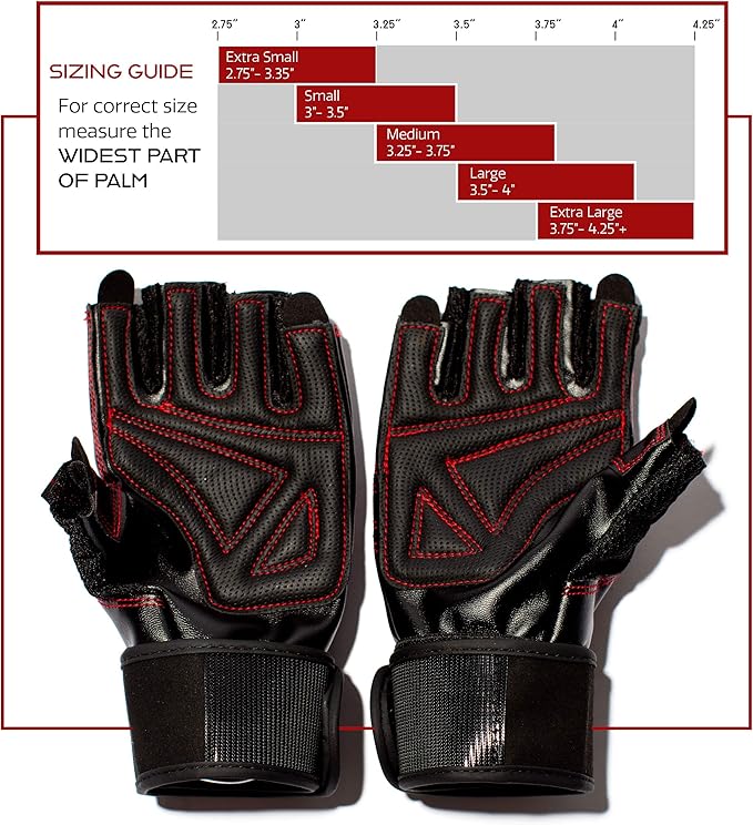 Dark Iron Fitness Genuine Leather Gym Gloves for Men Women, Wrist Wrap Support Workout Gloves for Weight Lifting Crossfit Deadlift Barbell Exercise Palm Padding Callus Protection Grips