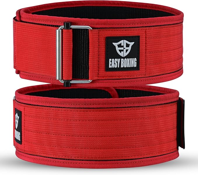Weight Lifting Belt, Nylon Web, 4 Inch Width, Buckle Closure, for Squats, Deadlifts, Olympic Training, Bodybuilding, Cross-Training Workouts