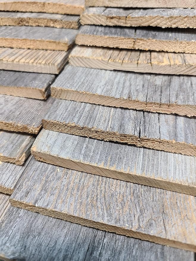 Rustic Weathered Reclaimed Wood Planks for DIY Crafts, Projects and Decor (20 pcs. Thin Planks - 3.5"x12"x.25)
