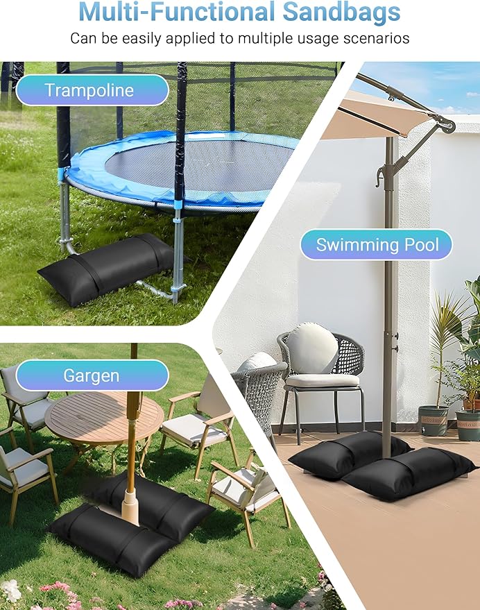 3 Packs Umbrella Base Weights Sandbags, Outdoor Sand Bags for Weight, Weatherproof Heavy Duty Weight Sandbag for Garden Furniture Umbrella Stand Cantilevers Poolside Accessories