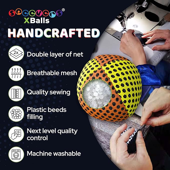 speevers Juggling Balls for Beginners and Professionals Set of 3, 14 Colors Available, 2 Layers of Net and Carry Case, Xballs Juggling Balls (Orange - Yellow, 2.5 oz)