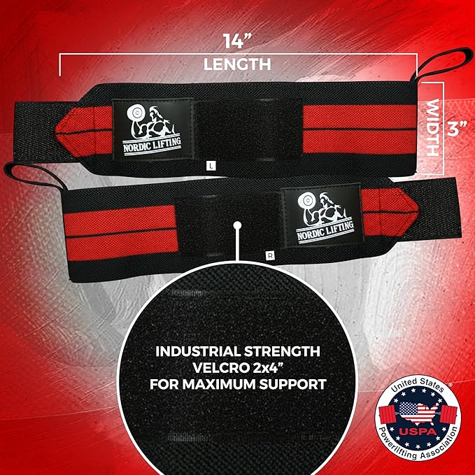 Nordic Lifting Wrist Wraps (1 Pair/2 Wraps) – Lifting Wrist Wraps with Thumb Loop for Weightlifting, Powerlifting & CrossFit – Durable Wrist Support Straps for Men & Women – Gym Essentials for Heavy Lifts