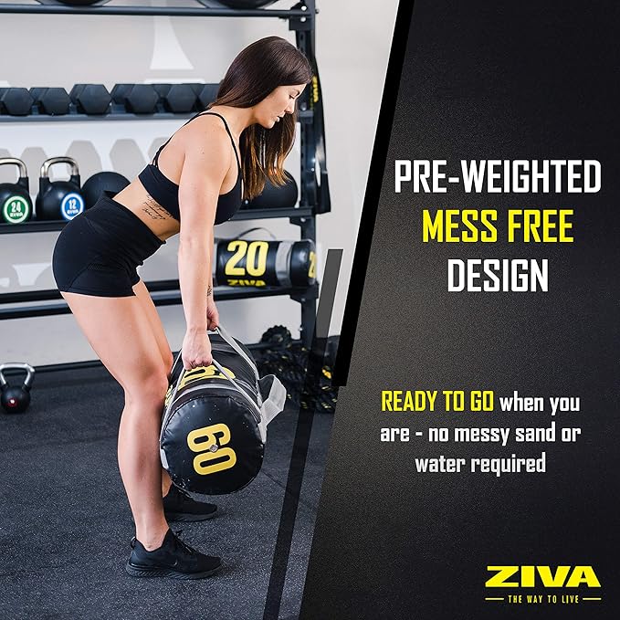 ZIVA Power Sandbag – Pre-Weighted Training Bag with Multiple Handles for Full-Body Strength & Conditioning – Heavy-Duty, No-Fill Needed (10–50 lb)