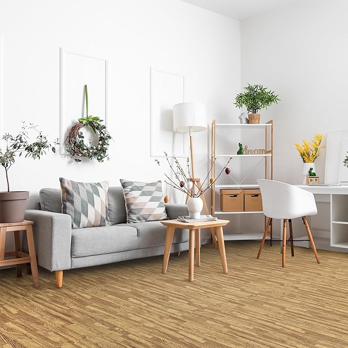 Sorbus 80 Sq. Ft. Wood Grain Floor Tiles Foam Mat EVA Interlocking Mats Tile 3/8-Inch Thick Flooring Wood Puzzle Exercise Mats w/Borders - Home Playroom Basement, Apartment, Trade Show, Baby, Dance