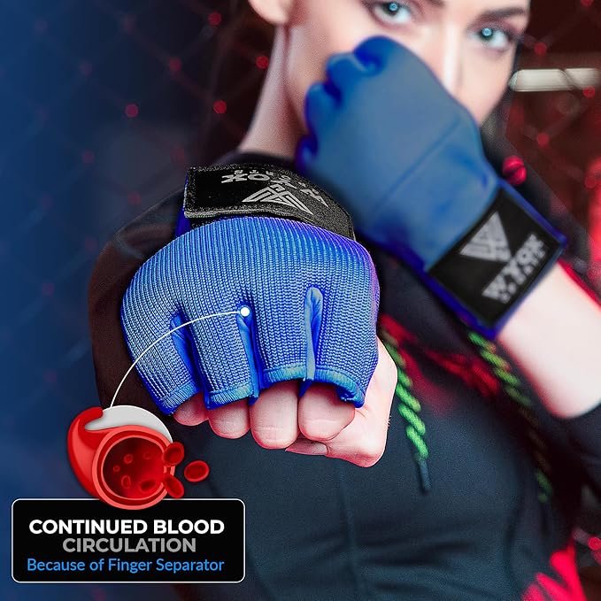 WYOX Gel Boxing Hand Wraps Inner Gloves for Men & Women – 80cm Quick Wrist Strap, Padded Knuckle Support, Fingerless MMA Muay Thai Kickboxing Wraps for Training, Punching & Martial Arts