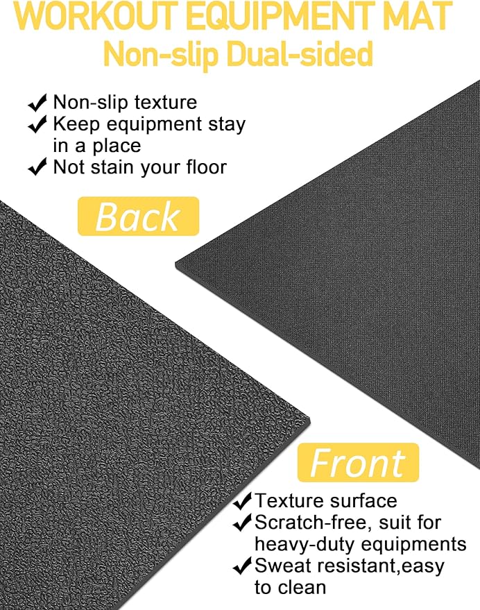 Treadmill Mat,60" x 30",6mm Thickness Exercise Equipment Mat for Carpet Hardwood Floors, Compatible with Walking Pad,Spin Bike,Elliptical Trainer,Rowing Machine