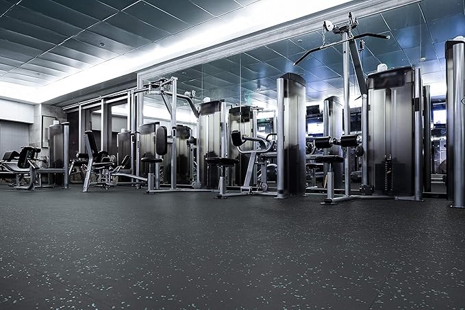 Genaflex Pro Heavy Duty Thick Rubber Gym Floor Tiles High Density Shock Absorbent Laminated Deadlift Mats - 1" Thick X 20" W X 20" L - 2.7 Sq. Ft. (Grey/Black, 10 Tiles - 27 Sq. Ft.)