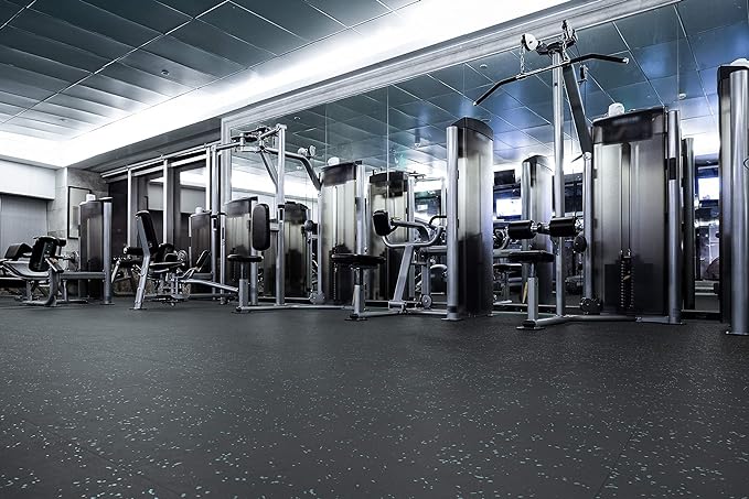 Genaflex Pro Heavy Duty Thick Rubber Gym Floor Tiles High Density Shock Absorbent Laminated Deadlift Mats - 1" Thick X 20" W X 20" L - 2.7 Sq. Ft. (Black, 180 Tiles - 486 Sq. Ft.)