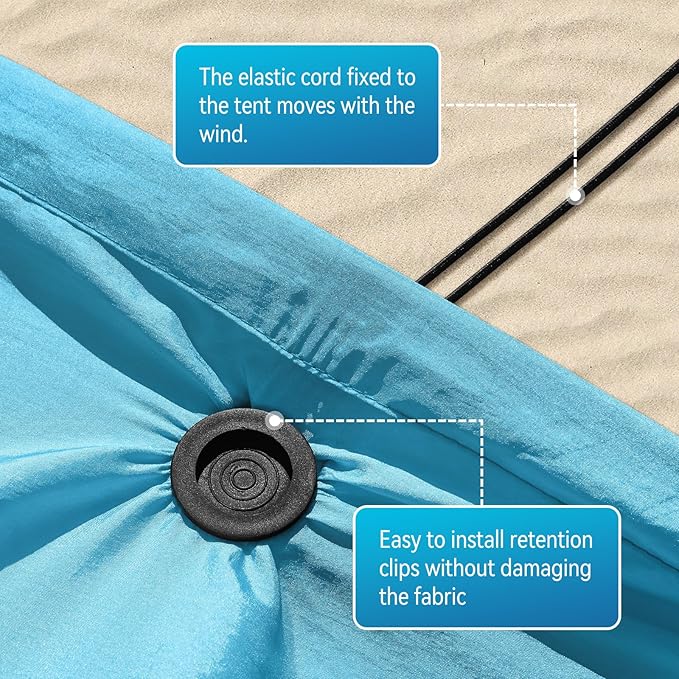 Strdfeve 2 Pack Beach Shade Accessories, Compatible with Shibumi Beach Canopy, Sandbag Weights with Clamps and Elastic Cords for Breezy and Low Wind Beach Setup, Canopy Not Included
