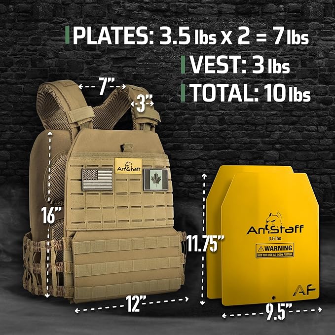 Amstaff Tactical Weighted Vest - Adjustable Weight Vests - Versatile Wearable Vest for Fitness Workouts, Strength and Endurance Training, Running