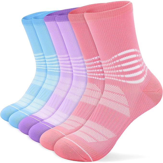 IRAMY Crew Compression Socks for Women Men with Ankle Arch Support Plantar Fasciitis Relief 3/6 Pairs