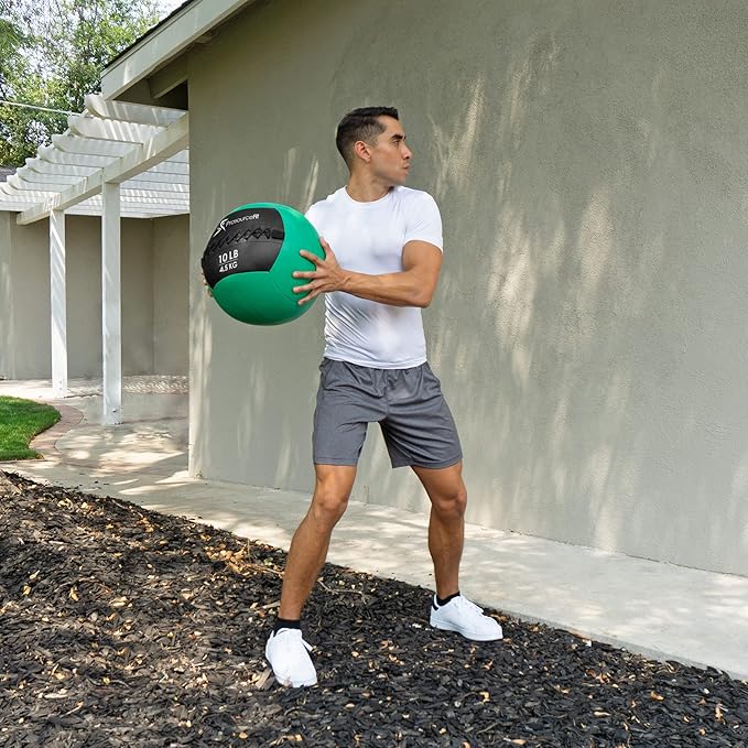 ProSource Soft Medicine Balls for CrossFit Wall Ball and Full Body Dynamic Exercises, Color-Coded Weights: 6, 8, 10, 14, 20, 25 lb.