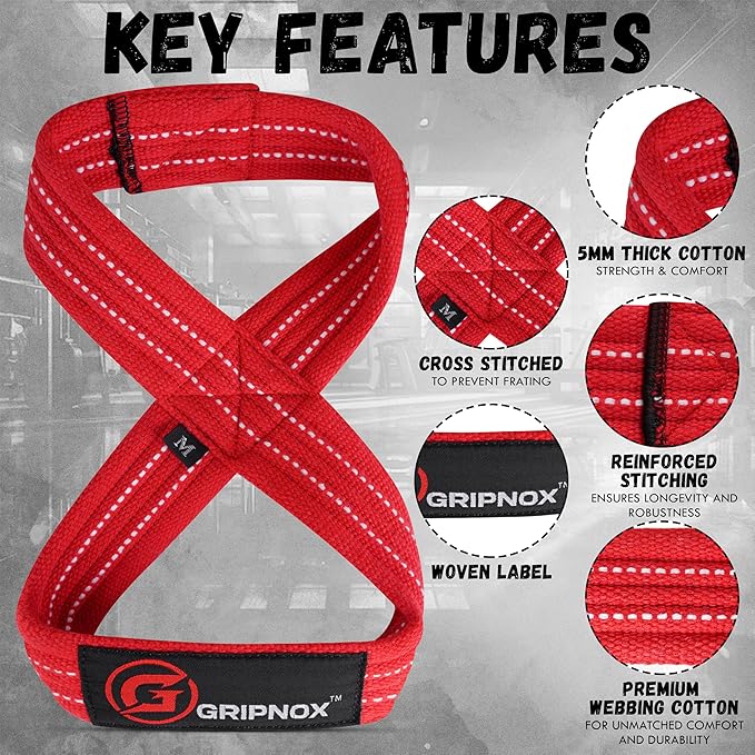 – Weight Lifting Straps Figure 8, Anti Slip Padded Wrist Support for Gym Workout Deadlift, Weightlifting, Powerlifting, Hand Bar Grip & Cross Training Strong Weightlifting Wrist Straps.