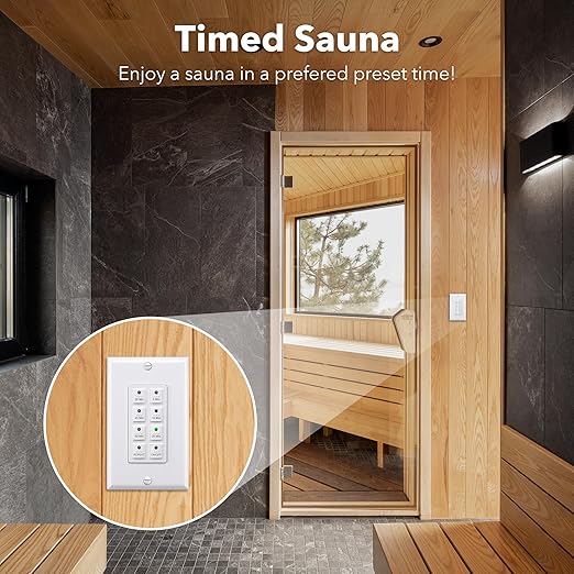BN-LINK Countdown Digital Wall Timer Switch for Exhaust Fan with Push Button 5-10-20-30-45-60mins, Bathroom Fan Light Switch Timer Indoor, Neutral Required, Wall Plate Included, White, 2 Pack