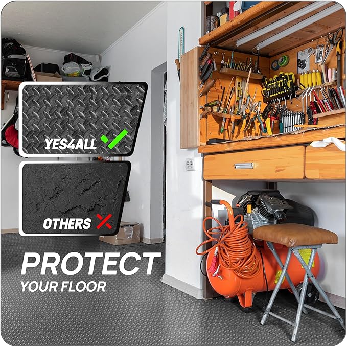 Yes4All EVA Interlocking Mats, Puzzle Floor Tiles, Foam Floor Padding with Border for Furniture, Home Space, Living Room, Garage 11,15,32,99 SQFT