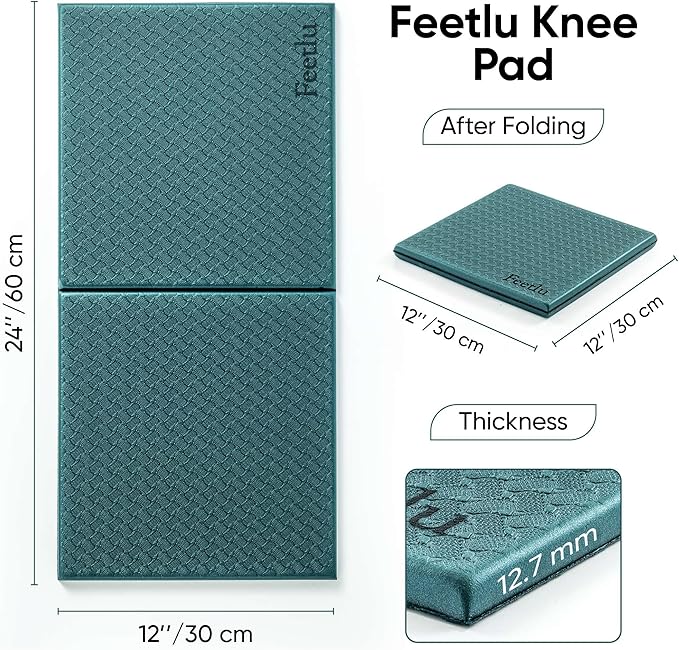 Yoga Knee Pad Cushion Exercise Knee Pad Folding, 1/2" Thick 24"x12" Eliminate Pain During Yoga or Exercise Workout– Extra Thick Padding& Support for Yoga Pilates, Fitness Exercise