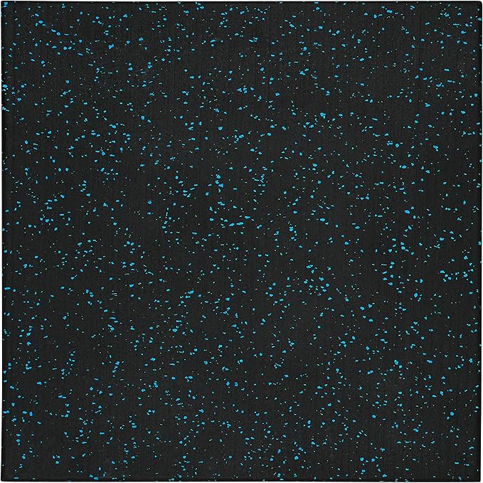 Genaflex Pro Heavy Duty Thick Rubber Gym Floor Tiles High Density Shock Absorbent Laminated Deadlift Mats - 1" Thick X 20" W X 20" L - 2.7 Sq. Ft. (Light Blue/Black, 10 Tiles - 27 Sq. Ft.)