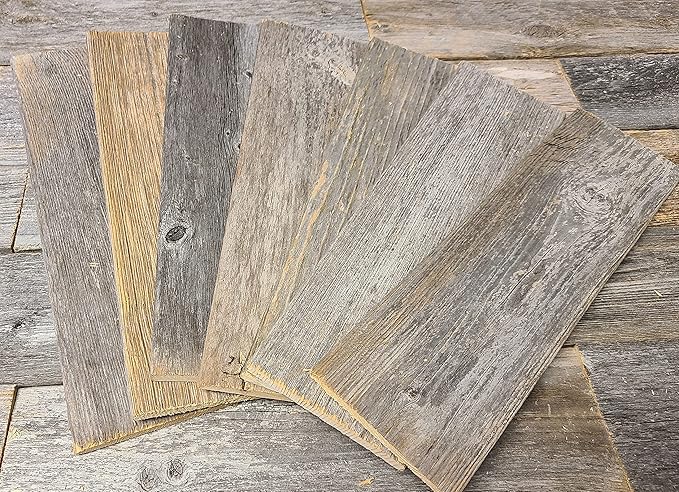 Rustic Weathered Reclaimed Wood Planks for DIY Crafts, Projects and Decor (20 pcs. Thin Planks - 3.5"x12"x.25)