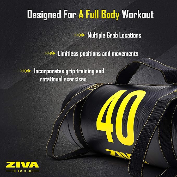 ZIVA Power Sandbag – Pre-Weighted Training Bag with Multiple Handles for Full-Body Strength & Conditioning – Heavy-Duty, No-Fill Needed (10–50 lb)