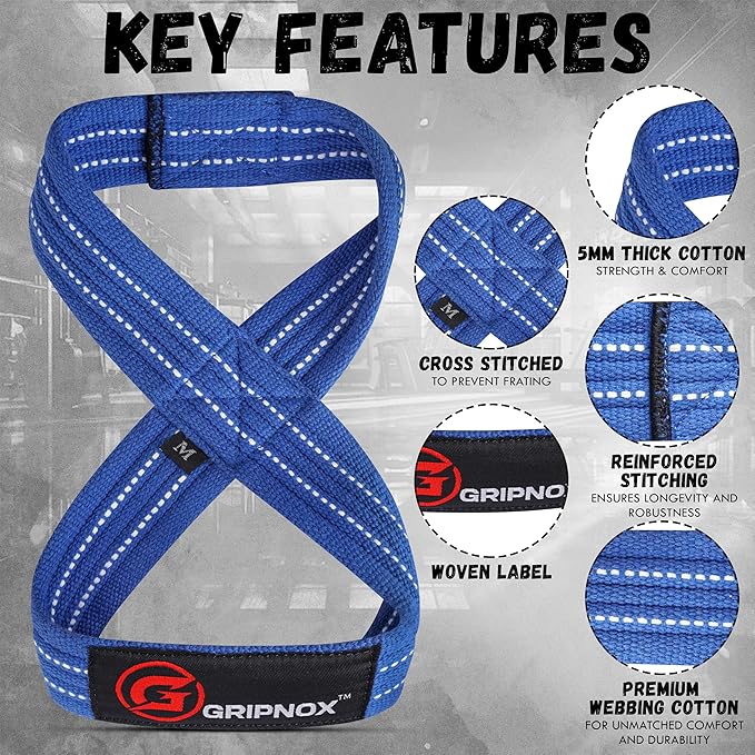 – Weight Lifting Straps Figure 8, Anti Slip Padded Wrist Support for Gym Workout Deadlift, Weightlifting, Powerlifting, Hand Bar Grip & Cross Training Strong Weightlifting Wrist Straps.